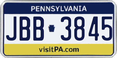 PA license plate JBB3845