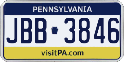 PA license plate JBB3846