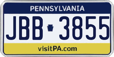 PA license plate JBB3855