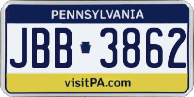 PA license plate JBB3862