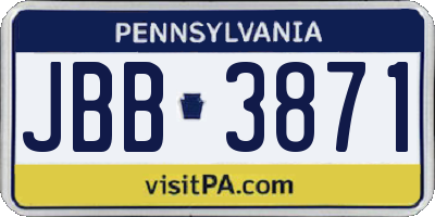PA license plate JBB3871