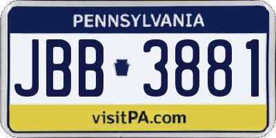 PA license plate JBB3881