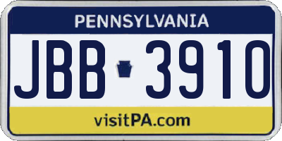 PA license plate JBB3910