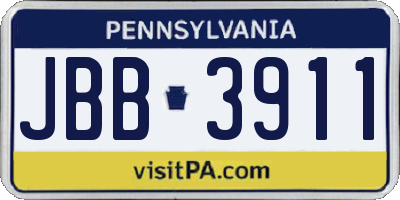 PA license plate JBB3911