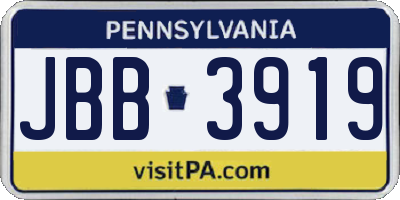 PA license plate JBB3919