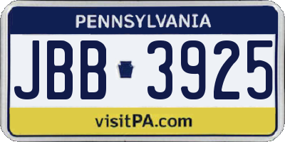 PA license plate JBB3925