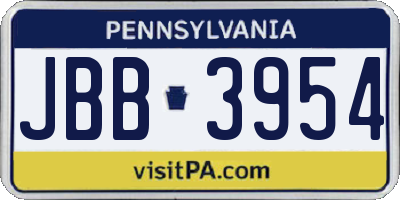 PA license plate JBB3954