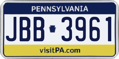 PA license plate JBB3961