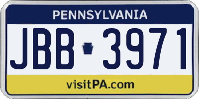 PA license plate JBB3971