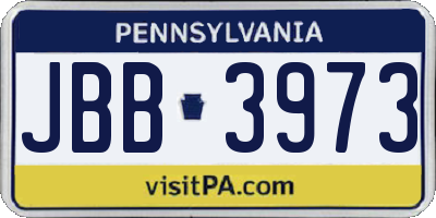 PA license plate JBB3973