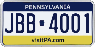 PA license plate JBB4001