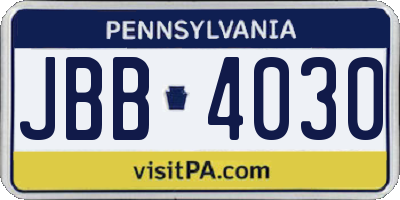 PA license plate JBB4030