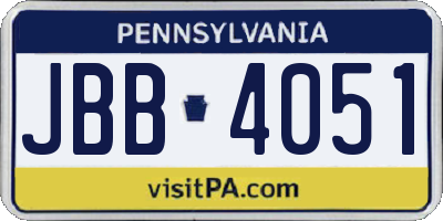 PA license plate JBB4051