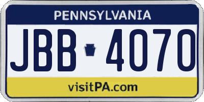 PA license plate JBB4070