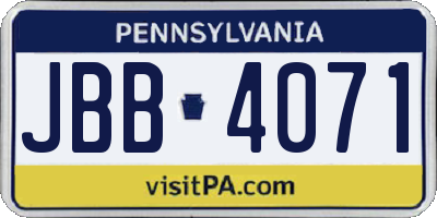 PA license plate JBB4071