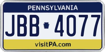 PA license plate JBB4077