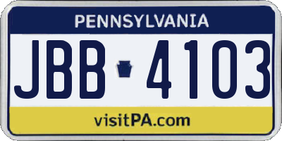 PA license plate JBB4103