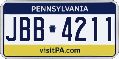 PA license plate JBB4211