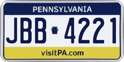 PA license plate JBB4221