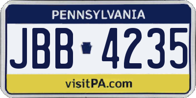 PA license plate JBB4235