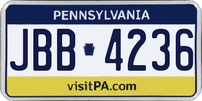 PA license plate JBB4236