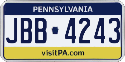 PA license plate JBB4243