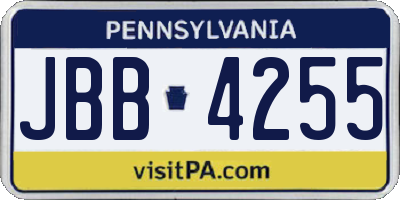 PA license plate JBB4255