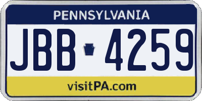 PA license plate JBB4259