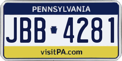 PA license plate JBB4281