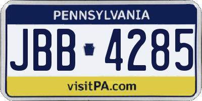 PA license plate JBB4285