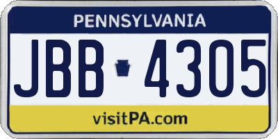 PA license plate JBB4305