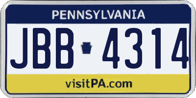 PA license plate JBB4314