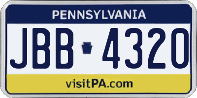 PA license plate JBB4320