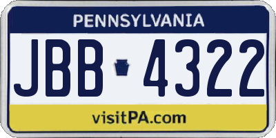 PA license plate JBB4322