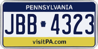 PA license plate JBB4323