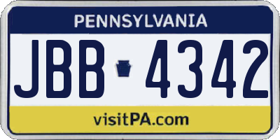 PA license plate JBB4342