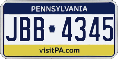 PA license plate JBB4345