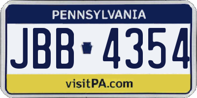 PA license plate JBB4354
