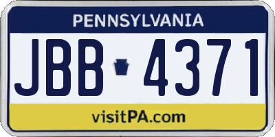 PA license plate JBB4371