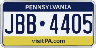 PA license plate JBB4405