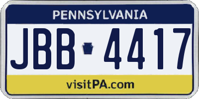PA license plate JBB4417
