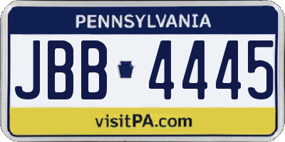 PA license plate JBB4445