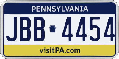 PA license plate JBB4454
