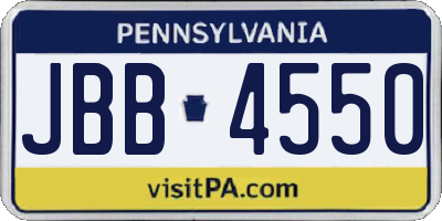 PA license plate JBB4550