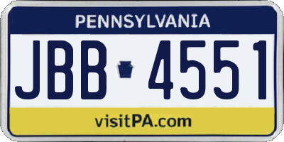 PA license plate JBB4551