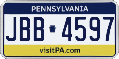 PA license plate JBB4597