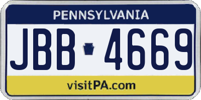 PA license plate JBB4669