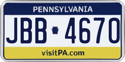 PA license plate JBB4670