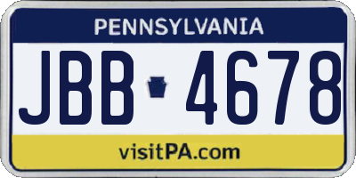 PA license plate JBB4678