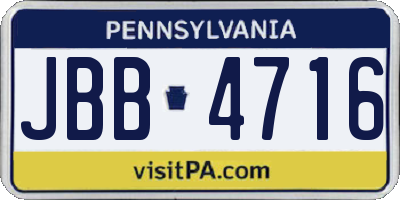 PA license plate JBB4716